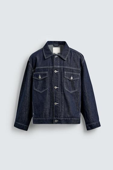 TOPSTITCHED DENIM JACKET - Navy blue by Zara