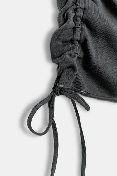 TOP WITH SIDE GATHERING - Charcoal grey by Zara - Image 6