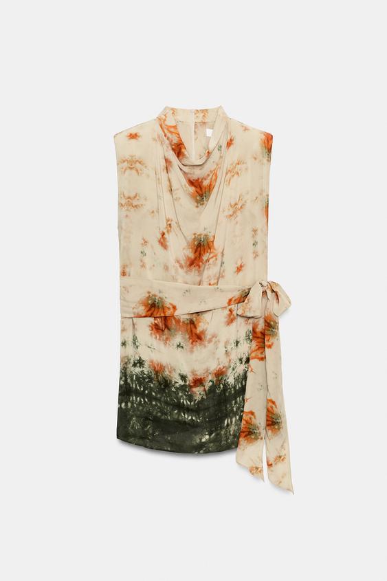 VESTIDO MINI ESTAMPADO - TYENARANJA de Zara - Imagen 0