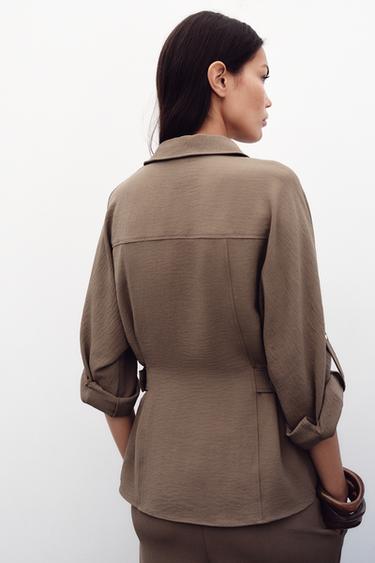 SAFARI SHIRT WITH SIDE BUCKLES - camel by Zara - Image 5