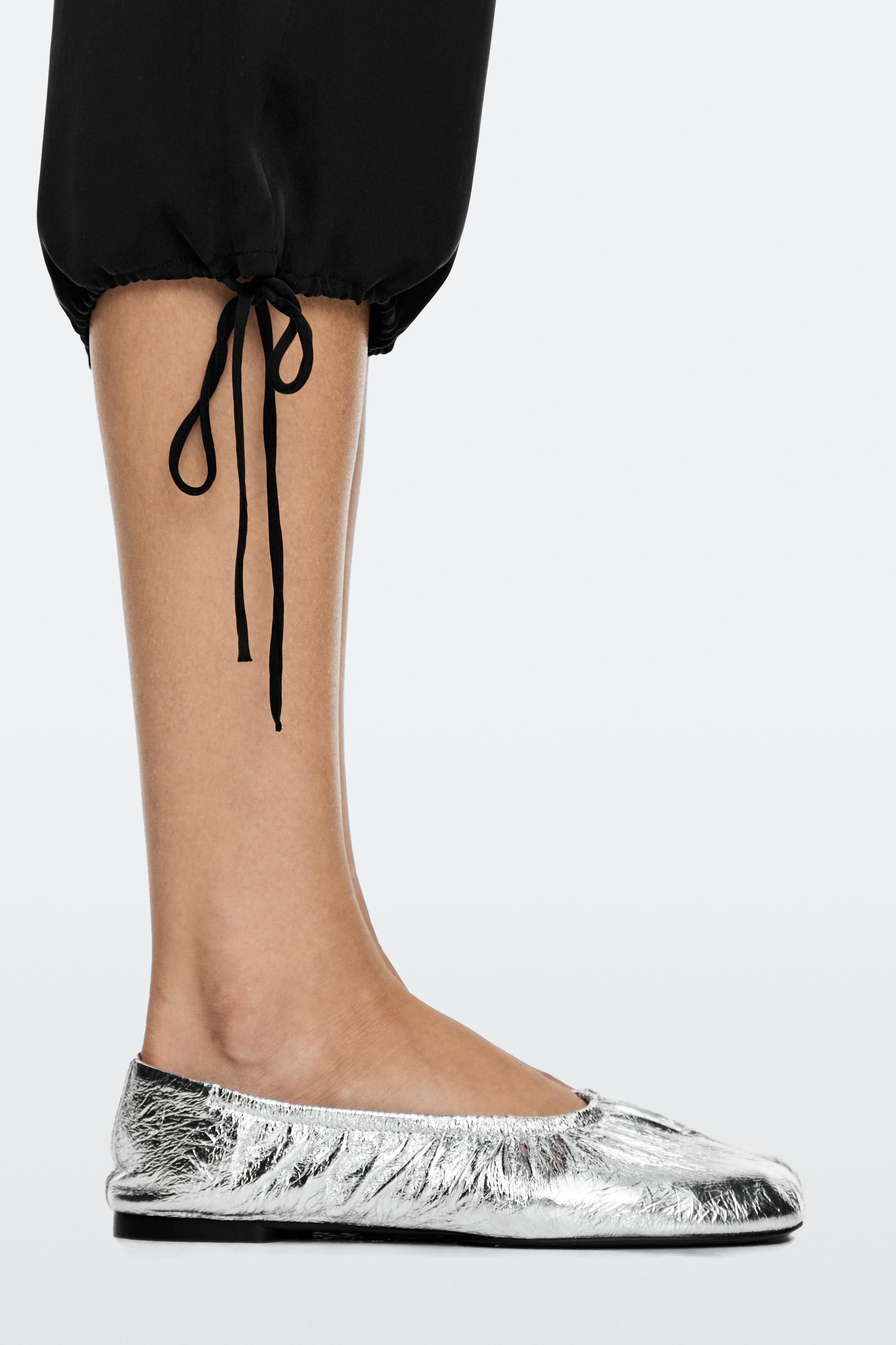 Metallic leather ballet flats