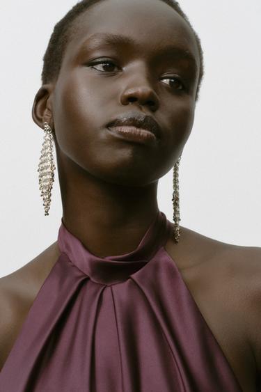 ROBE MIDI SATINÉE DOS NU - Bordeaux de Zara - Image 2