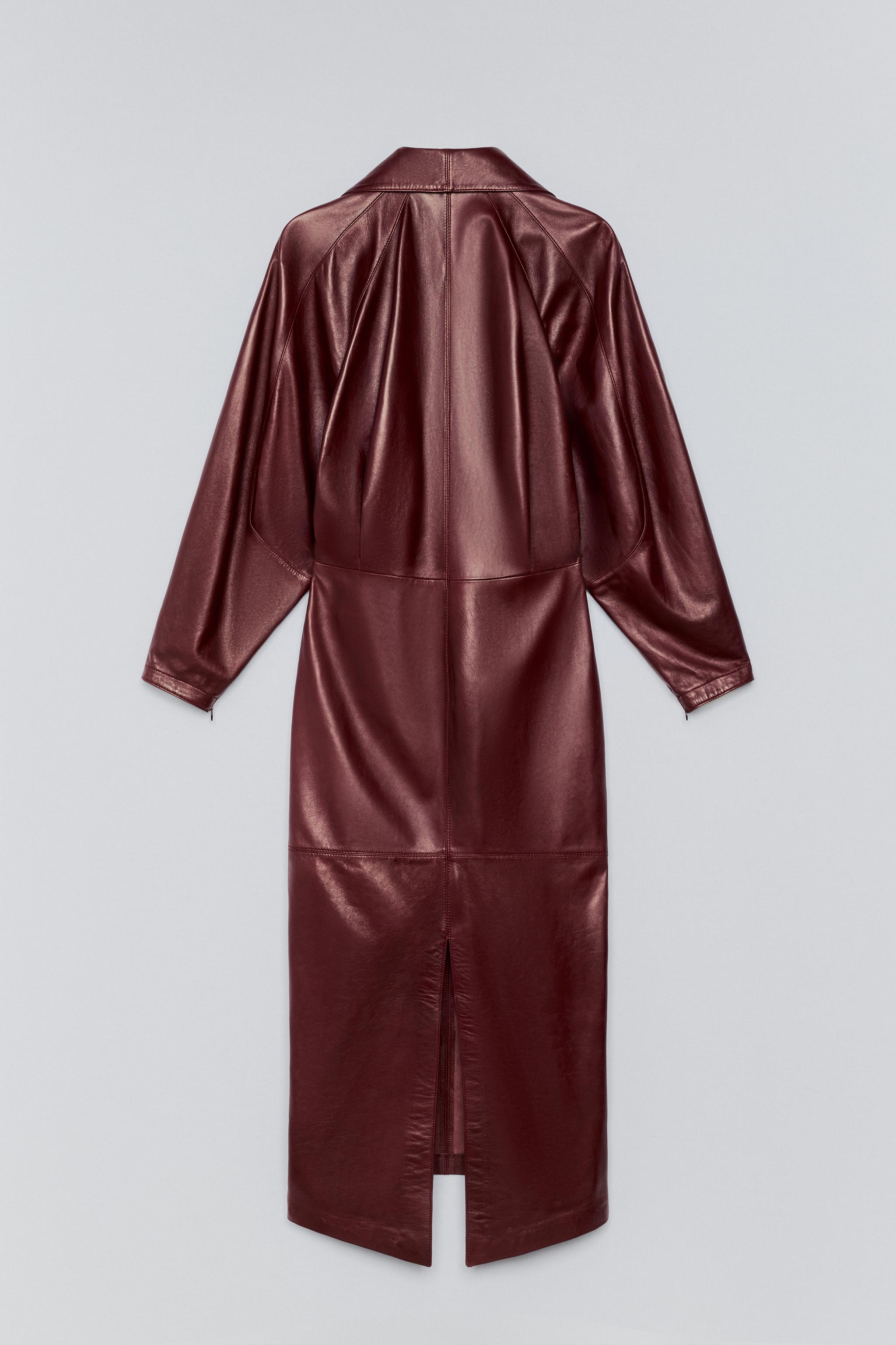 100% LEATHER PUFFED-BODY DRESS