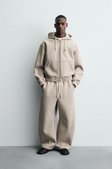 NEOPRENE-EFFECT ZIP-UP HOODIE - Stone by Zara - Image 0