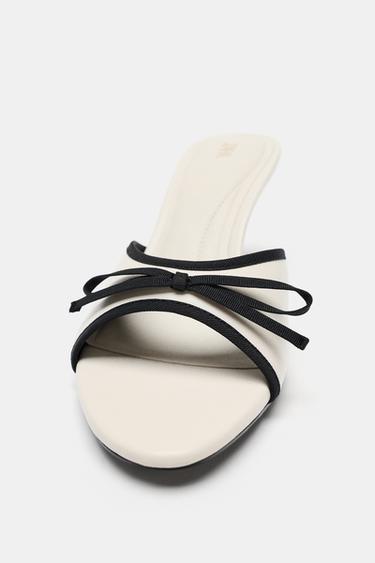 HEELED MULE SANDALS WITH BOW - white by Zara - Image 2