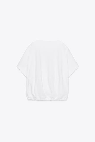 COTTON T-SHIRT WITH TIES - White by Zara - Image 6