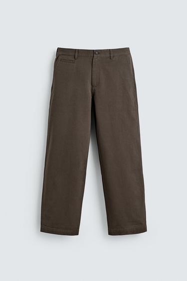 STRAIGHT-LEG CHINO TROUSERS - Brown by Zara