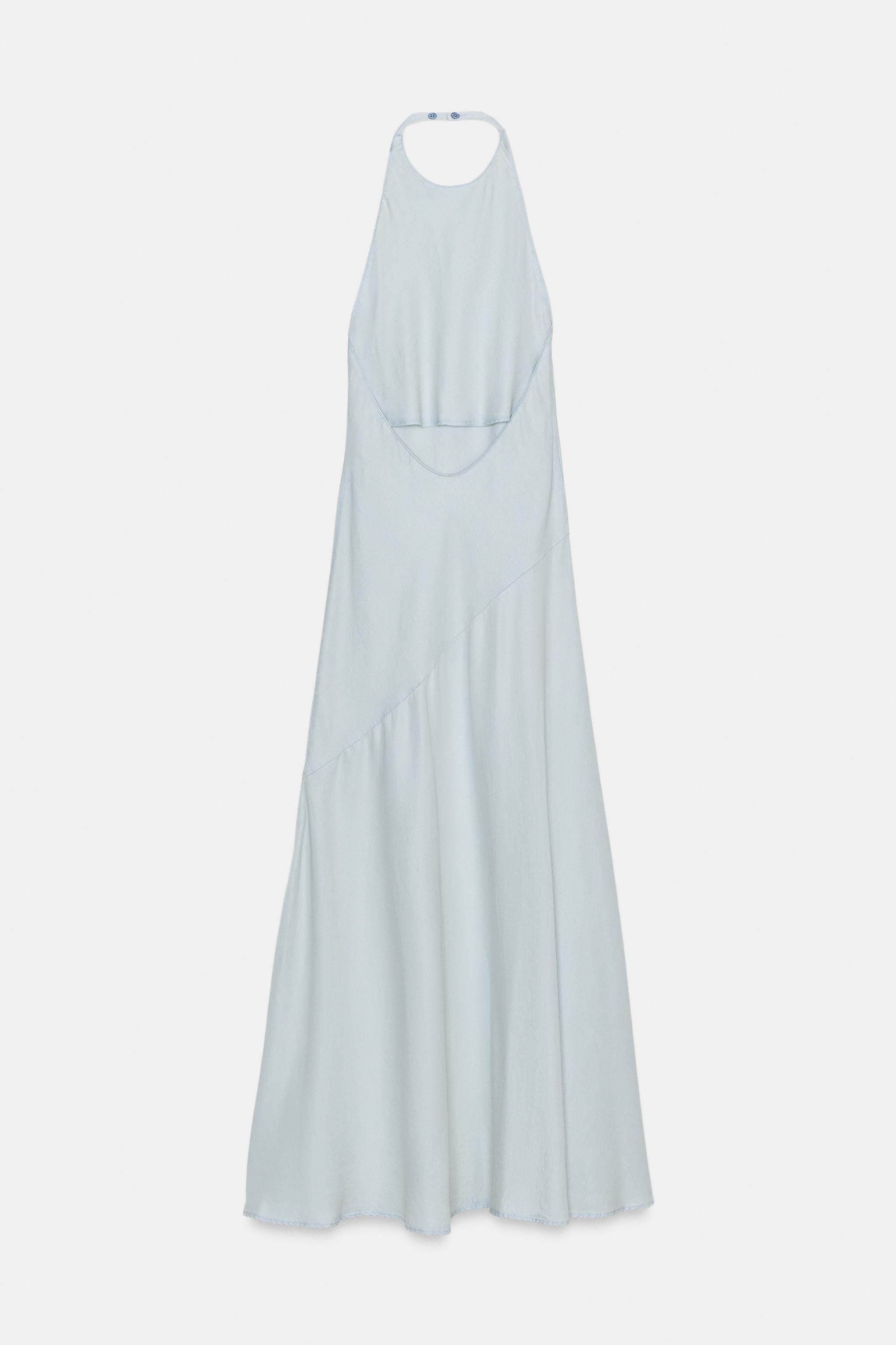 FLOWY HALTER DRESS - Light blue | ZARA United States FLOWY HALTER DRESS - Light blue | ZARA United States