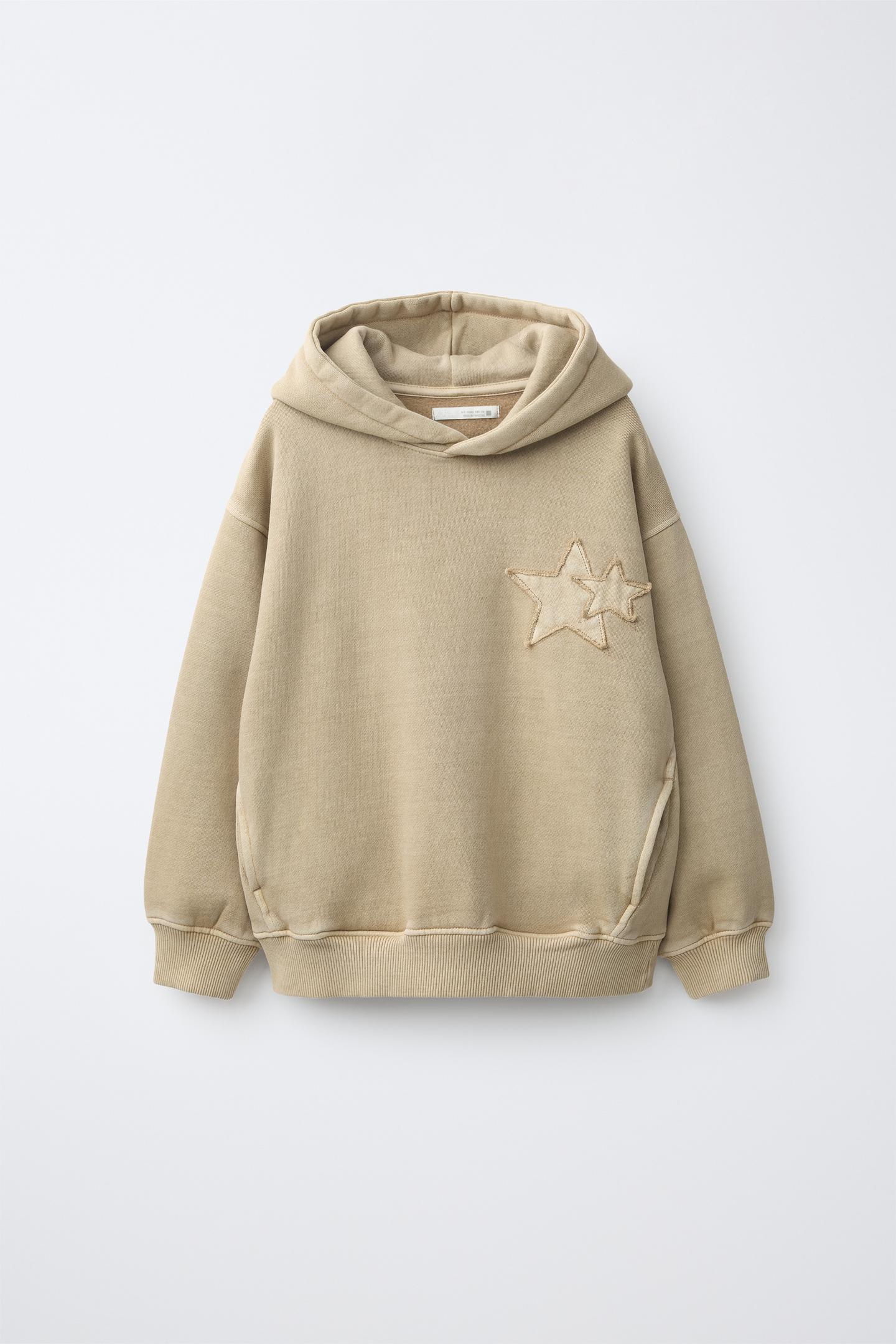 Детское худи Zara Star Patch, цвет: Светлый бежевый