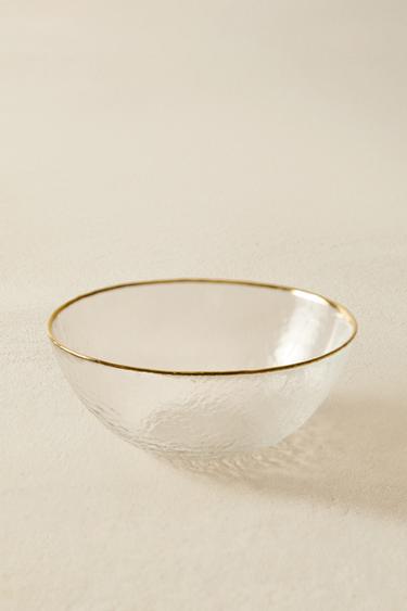 Zara GLASS BOWL WITH GOLD RIM - Transparent