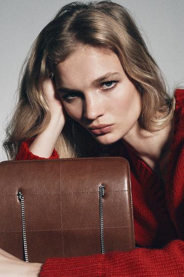 КОЖАНАЯ СУМКА С ПЛЕЧЕВЫМ РЕМНЕМ — ШОКОЛАДНЫЙ от Zara