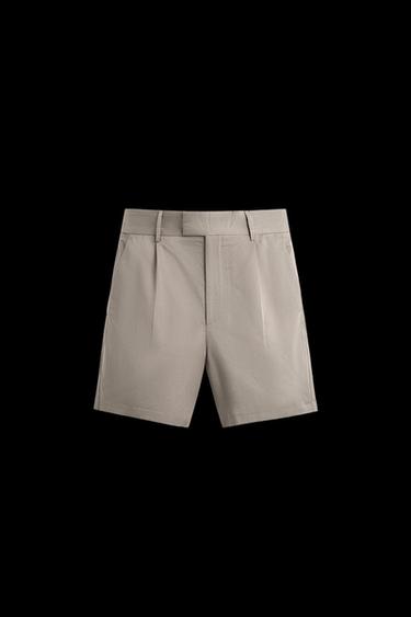 RELAXED FIT PLEATED BERMUDA SHORTS - Mink by Zara - Image 0