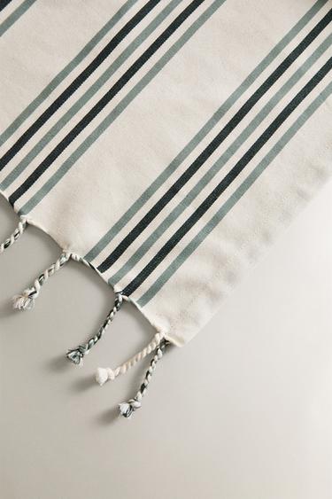 STRIPED COTTON WRAP BEACH TOWEL - Sea green by Zara - Image 3