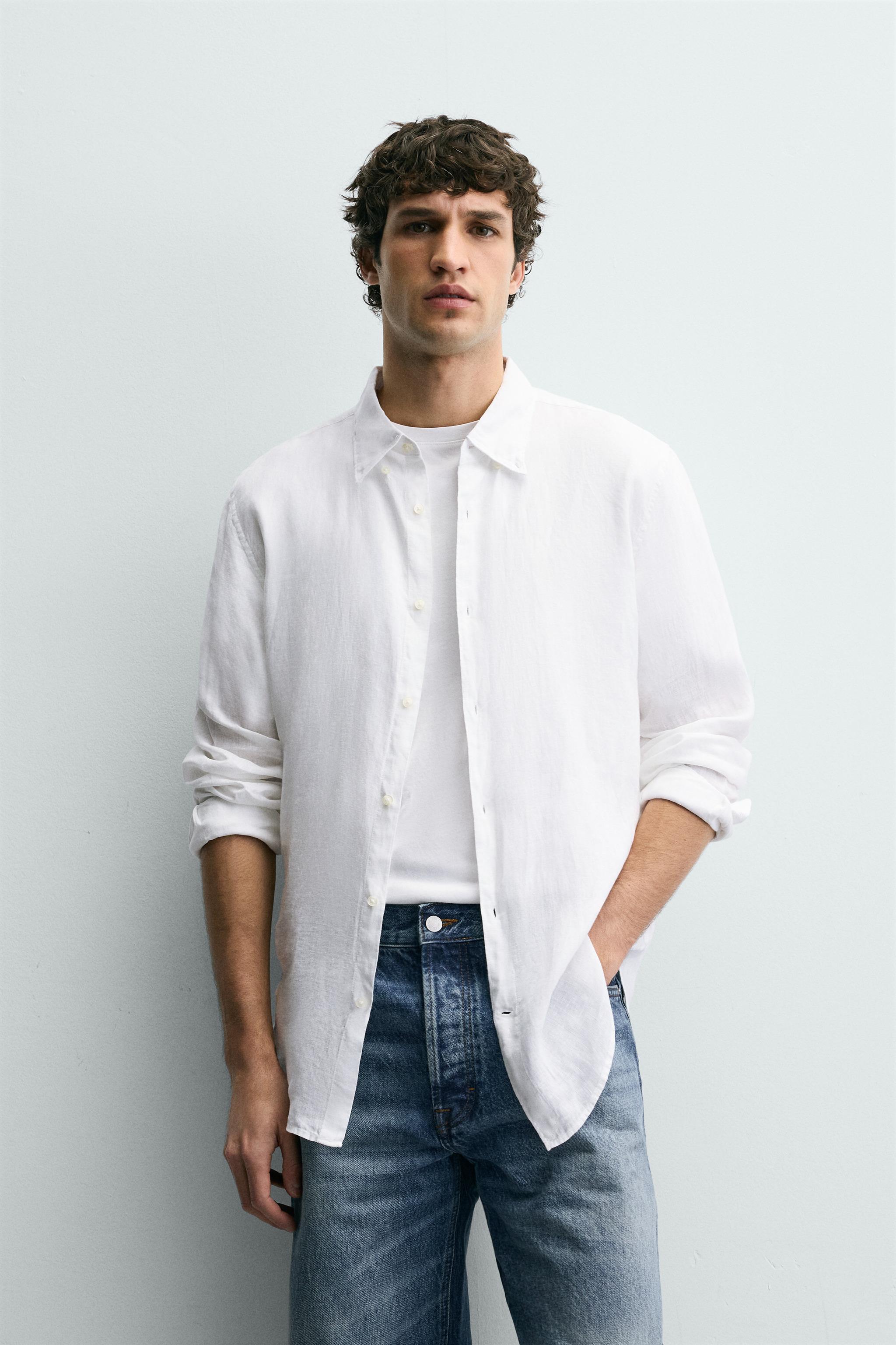 REGULAR FIT 100% LINEN SHIRT - Light beige | ZARA United States REGULAR FIT 100% LINEN SHIRT - Light beige | ZARA United States