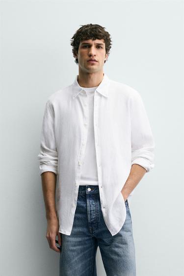 100% LINEN REGULAR FIT SHIRT - White by Zara