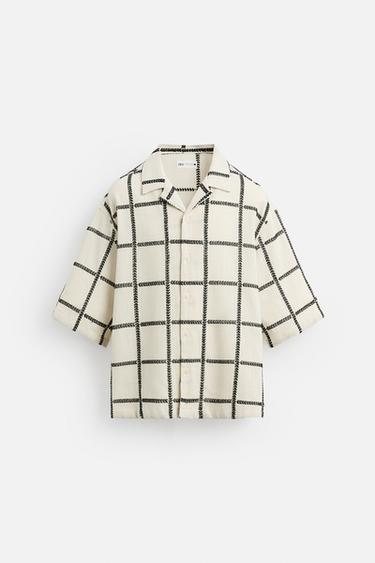 CAMISA BORDADO GEOMÉTRICO - Beige de Zara