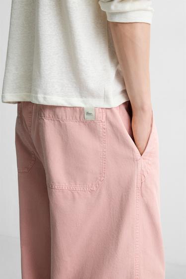 WASHED CANVAS TROUSERS - Chalk pink by Zara - Image 4