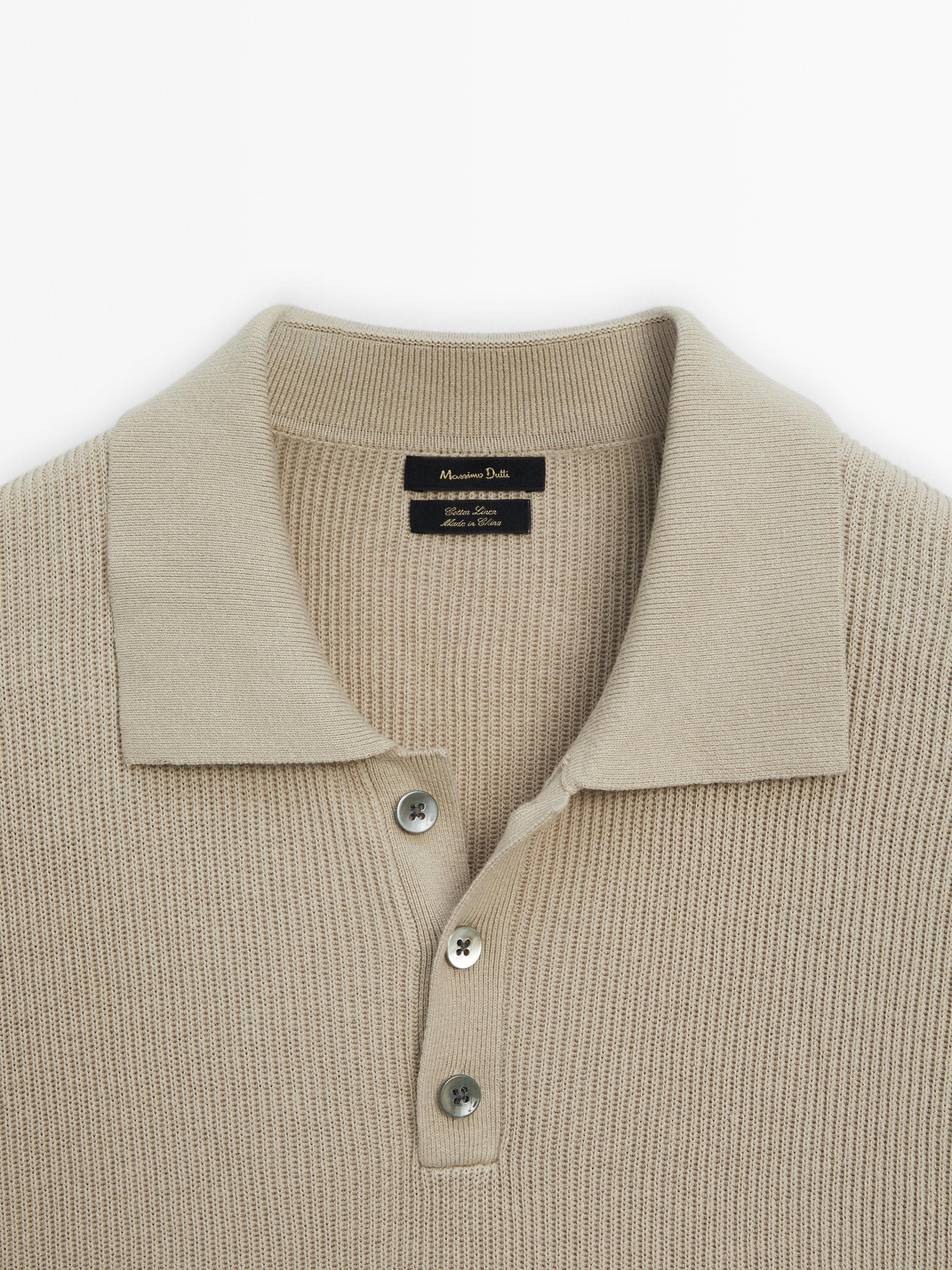 Textured short sleeve polo sweater - Beige marl | ZARA Canada