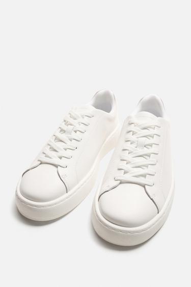TENNIS EN CUIR ÉPAISSES - Blanc de Zara - Image 1