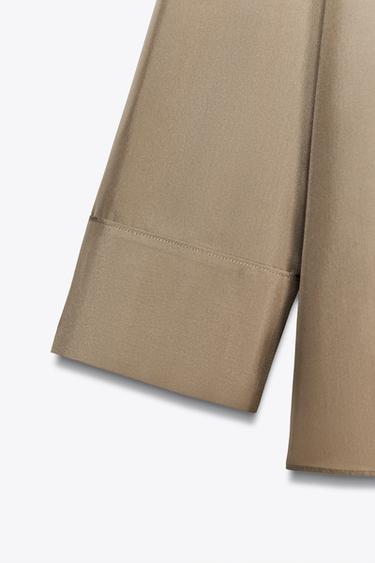 ZW COLLECTION SILK SHIRT WITH POCKET - Caramel by Zara - Image 6