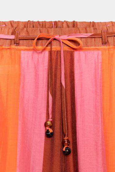 PANTALON LARGE À RAYURES - Multicolore de Zara - Image 8