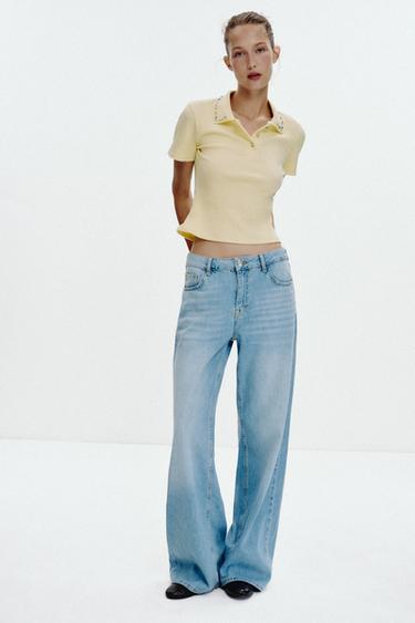 بولو بياقة حلية RIB - أصفر الخاص بـ Zara