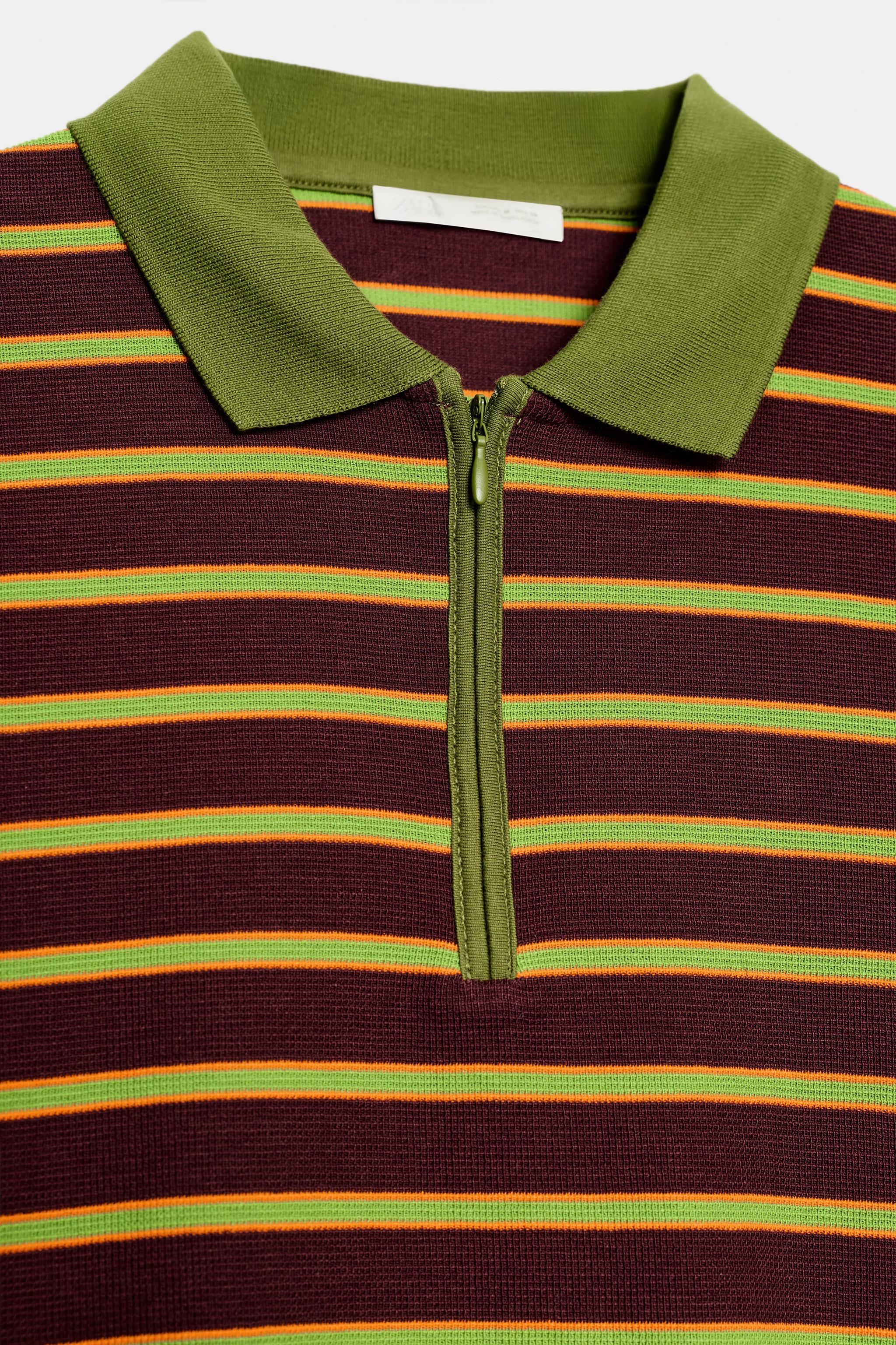 Zara KONTRAST ÇİZGİLİ POLO T-SHIRT görsel 8