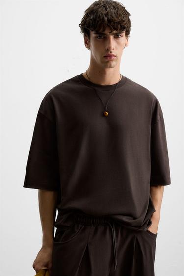 T-SHIRT OVERSIZE - Marron de Zara - Image 4