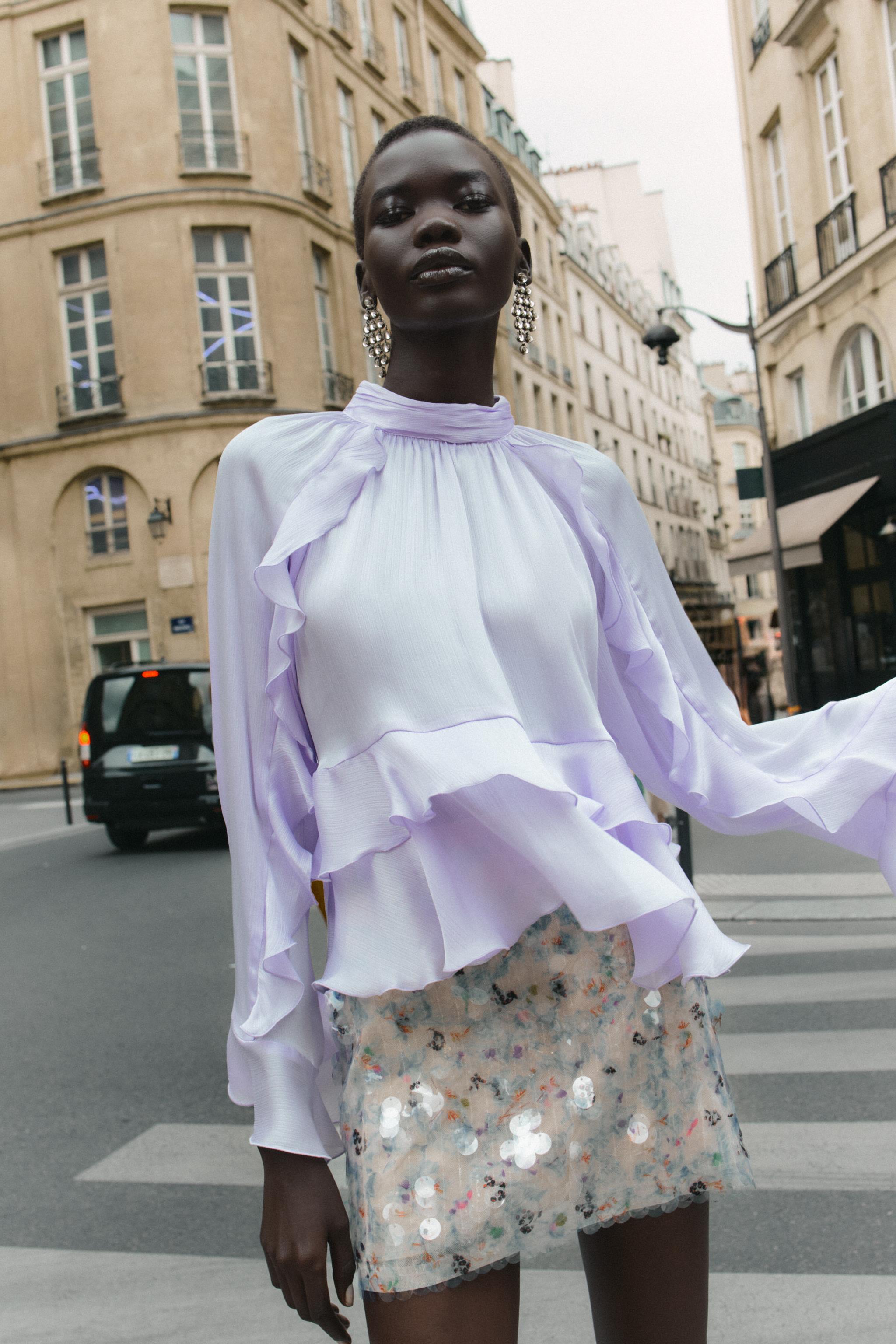 RUFFLE SHIRT - Light lilac | ZARA New Zealand