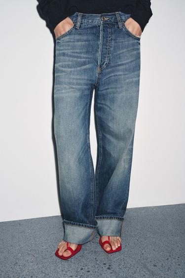 JEANS ZW 컬렉션 배기 로우라이즈 - Zara 블루