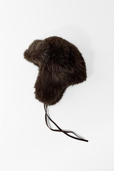 SHEEPSKIN AVIATOR HAT - Grey by Zara