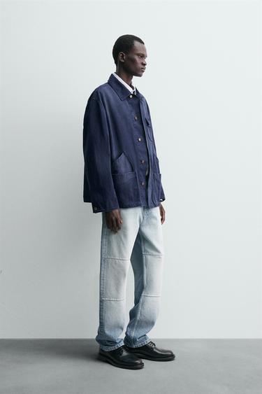 VESTE DÉLAVÉE À POCHES - Bleu roi de Zara - Image 3