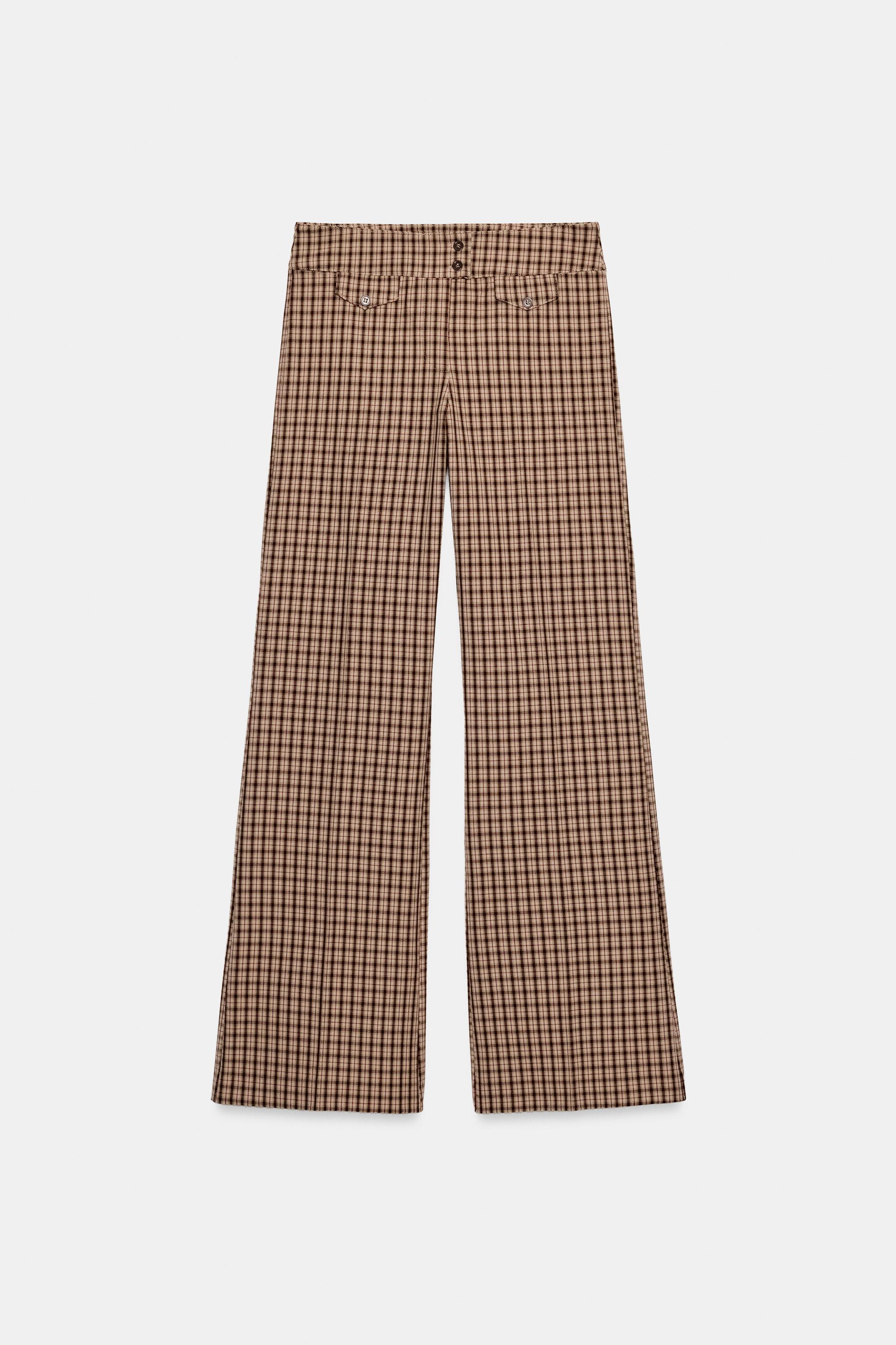 Zara KAPAMA DETAYLI KARELİ PANTOLON görsel 5
