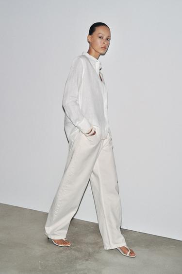 ΛΙΝΟ ΠΟΥΚΑΜΙΣΟ 100% ZW COLLECTION - Λευκό του Zara - Εικόνα 0