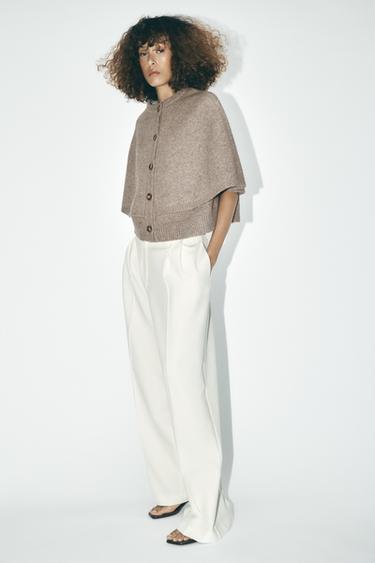 KNIT CAPE JACKET - Mink by Zara