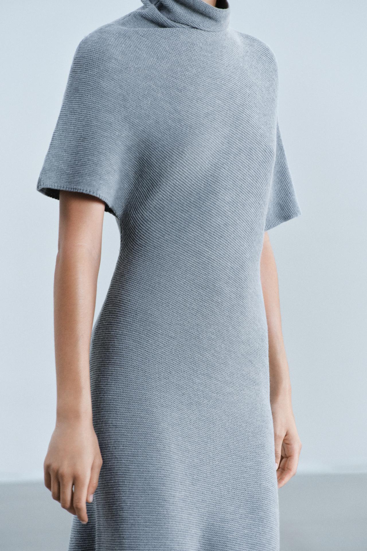 LONG KNIT DRESS — Gray