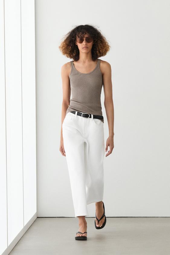 Ribbed silk blend strappy top from Zara - $70