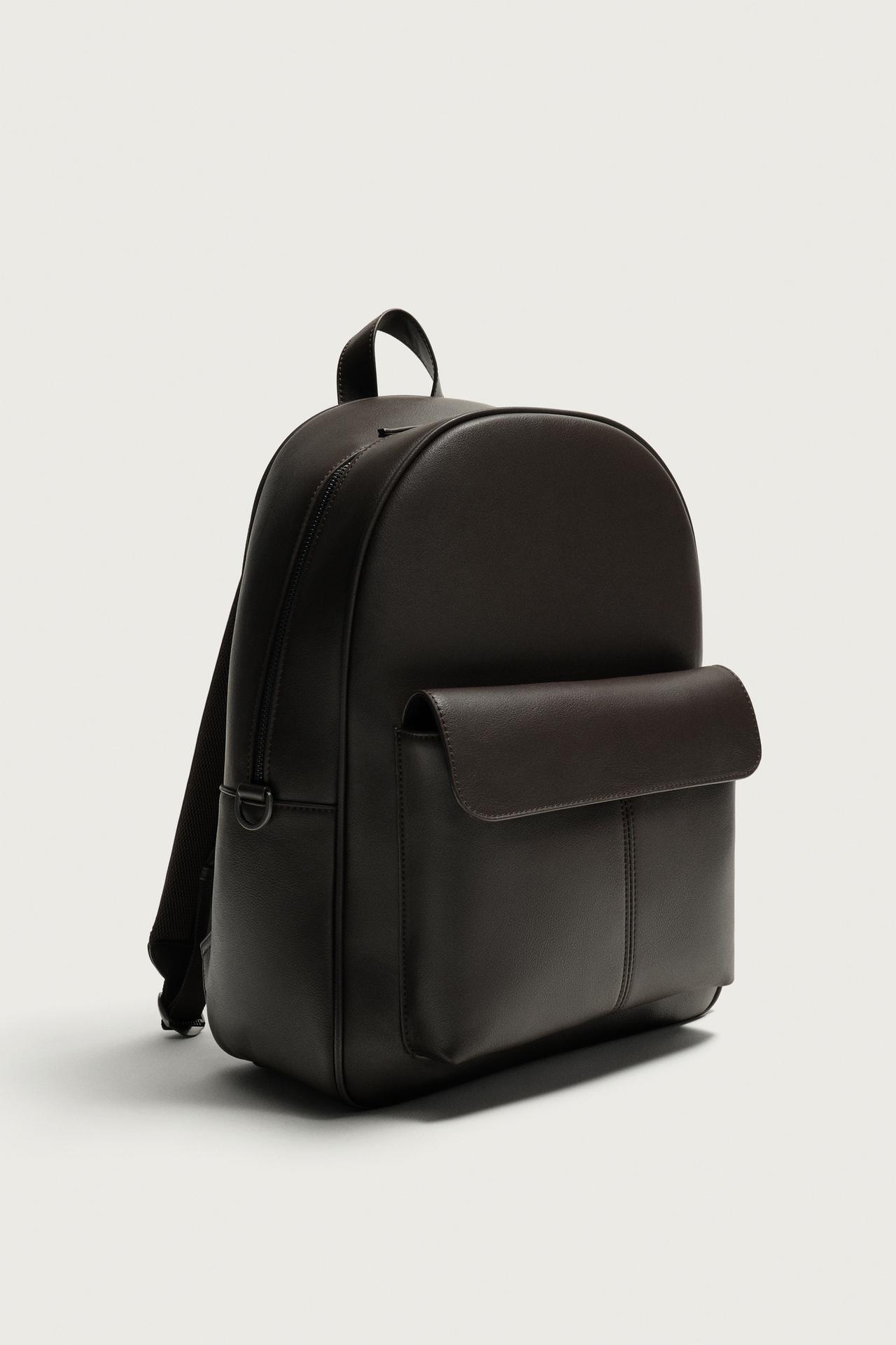 FLAP POCKET BACKPACK — Brown