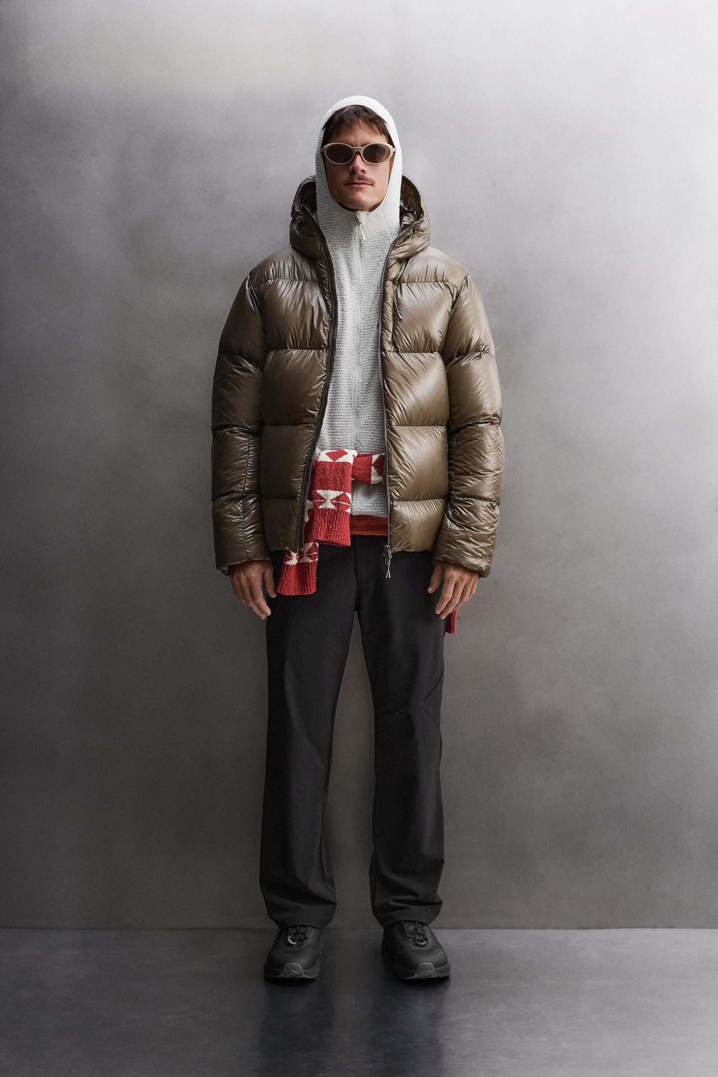 Мужская куртка Zara 90/10 Down Technical, цвет: Светлый коричневый