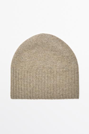 Wool and cashmere knit beanie — Light brown 1