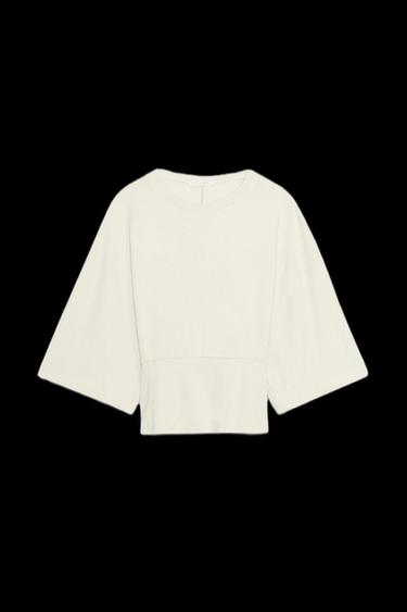 Zara COTTON T-SHIRT - Ecru - Image 0