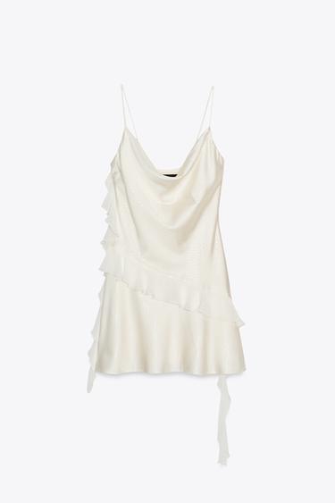 SHINY RUFFLE TRIM MINI DRESS - Ecru by Zara - Image 6
