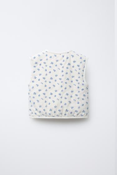 GILET EN SERGÉ À FLEURS - Écru de Zara - Image 1