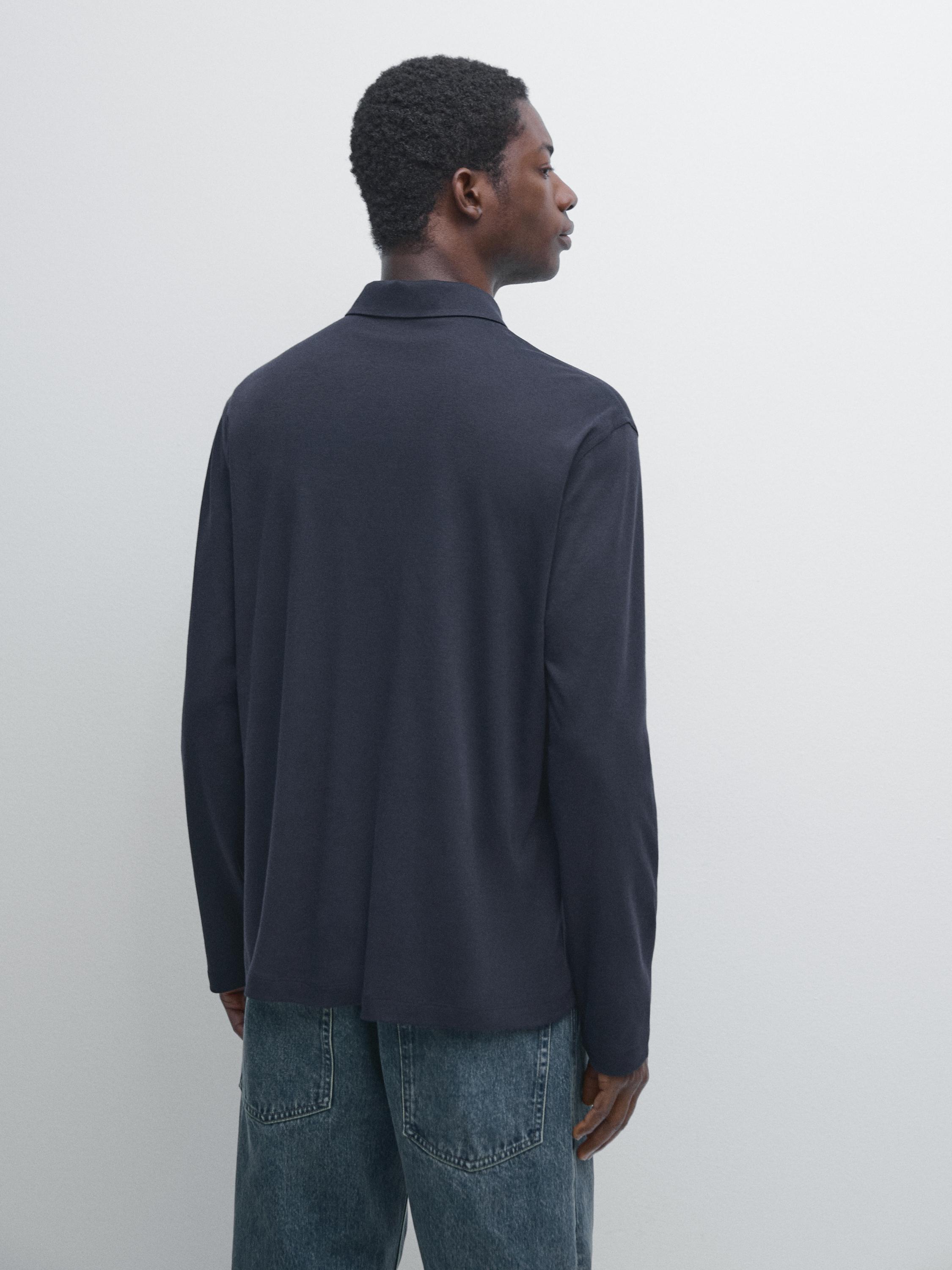 Polo à manches longues avec bouton-pression