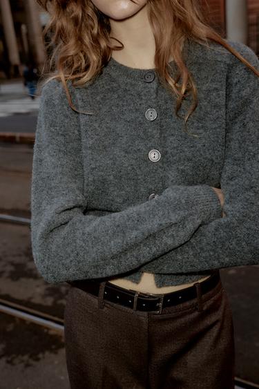 GILET EN MAILLE DOUCE - Gris moyen de Zara