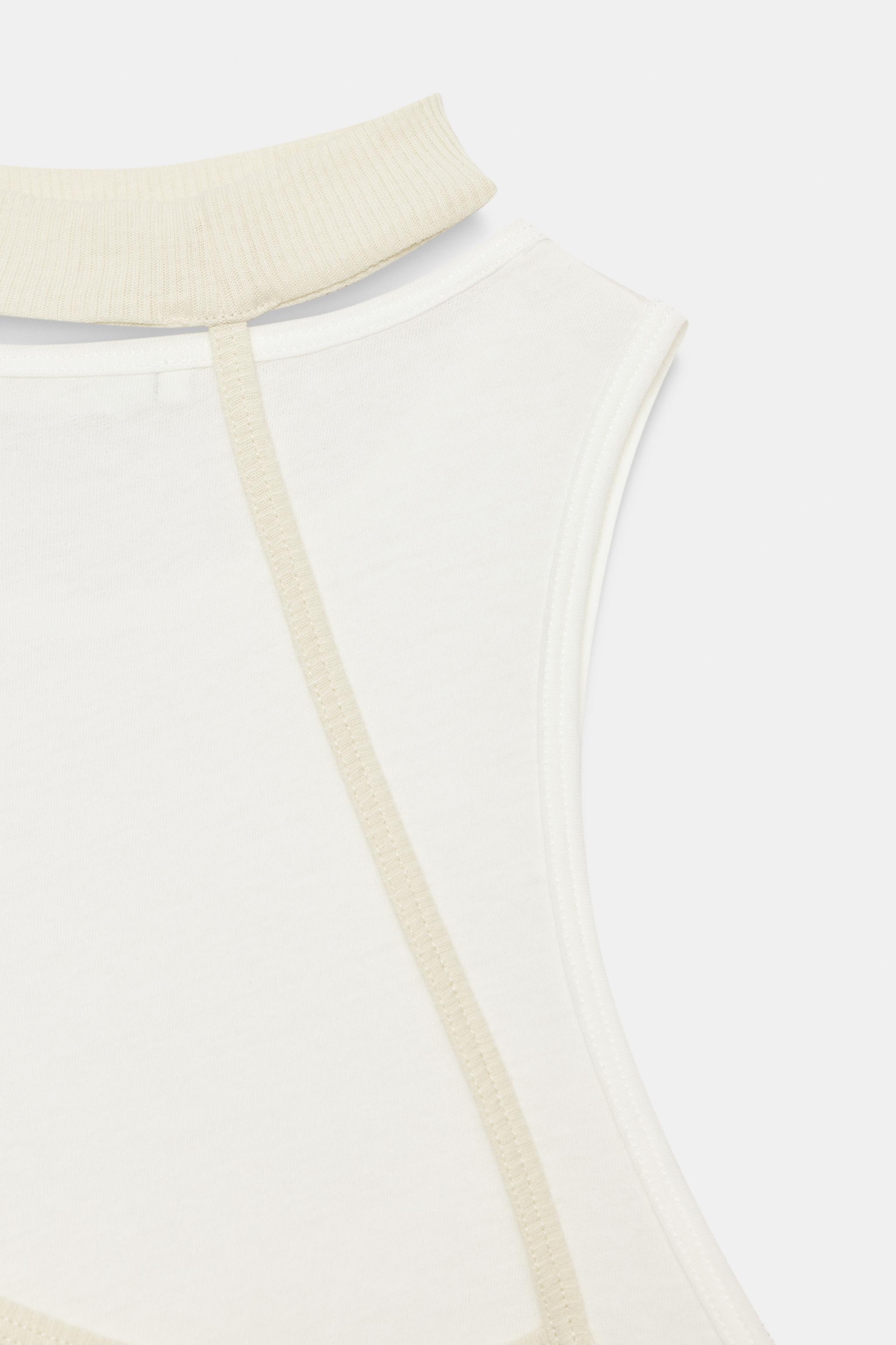 Zara ÇİFT KATMAN GÖRÜNÜMLÜ CHOKER T-SHIRT görsel 5