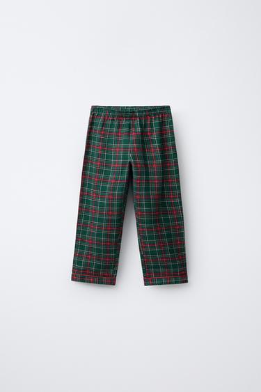 AGES 3-6 / FLANNEL CHECK PYJAMAS - Green by Zara - Image 3