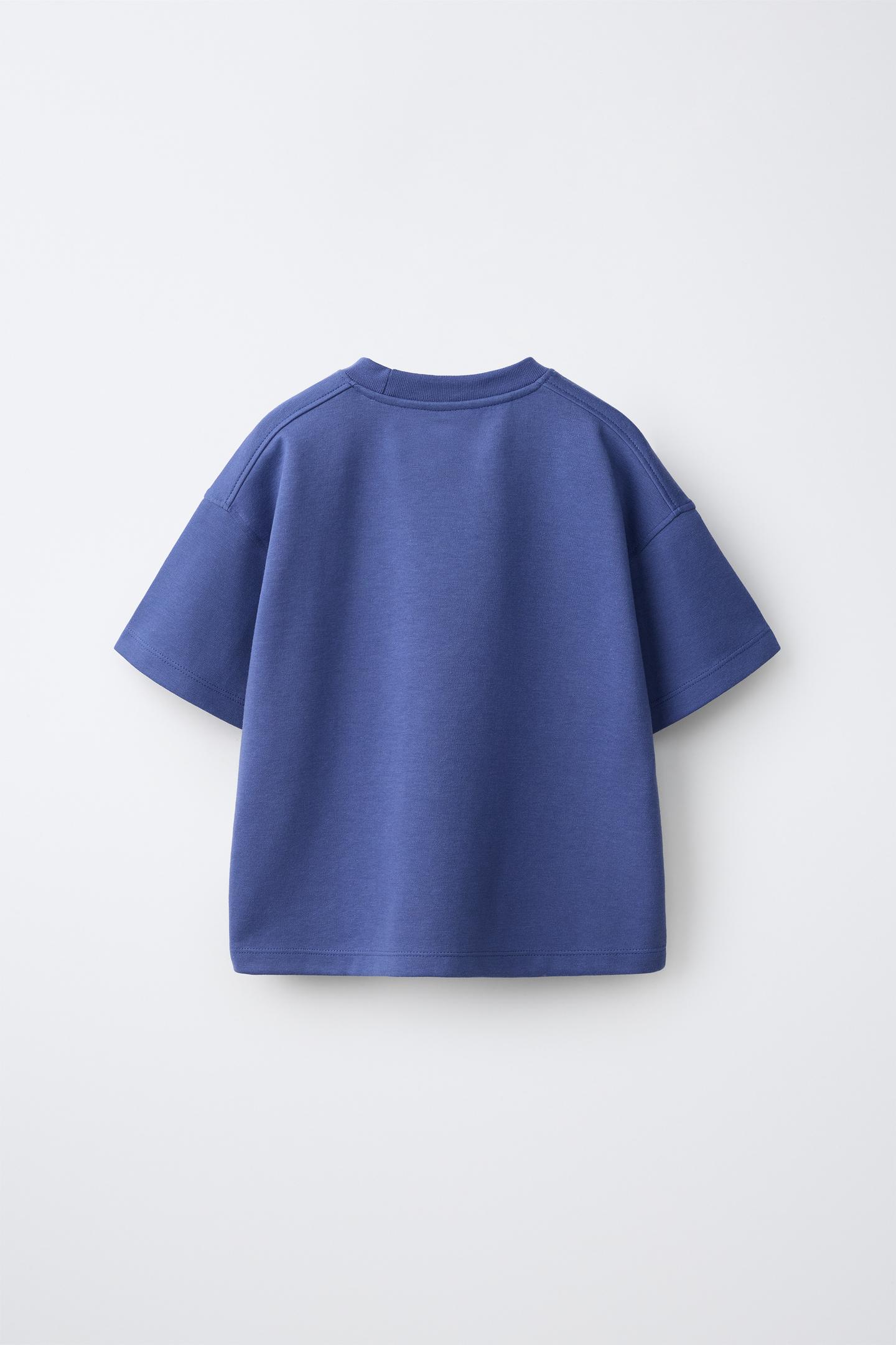 Детский комплект Zara Interlock Text T-SHIRT and Shorts Set, цвет: Голубоватый — фото 3