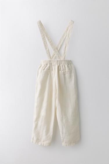 6-10 YEARS/ LIMITED EDITION 100% LINEN TROUSERS WITH REMOVABLE BRACES - Pearl grey by Zara - Image 1