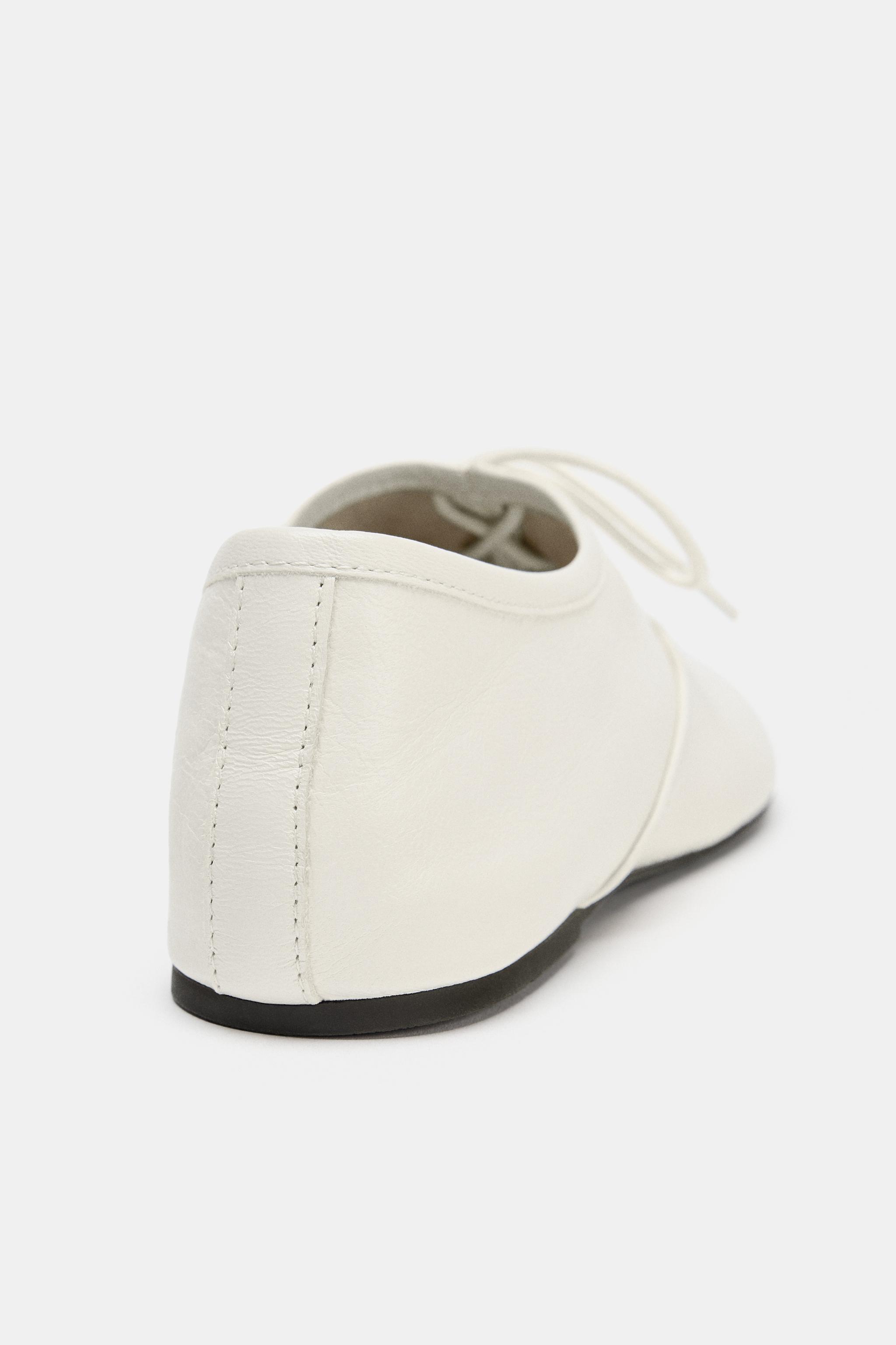 Женские туфли Zara LEATHER LACE-UP LOAFERS — фото 4